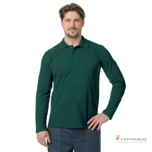 Рубашка «Поло» с длинным рукавом тёмно-зелёная. Артикул: Трик104. Цена от 1 040 р.