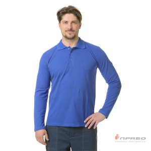 Рубашка «Поло» с длинным рукавом васильковая. Артикул: Трик104. Цена от 1 040 р.