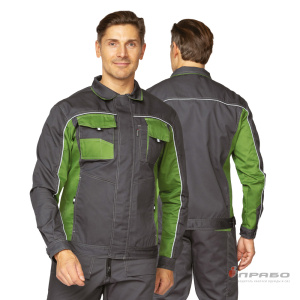 Костюм мужской «Бренд 2 2020» тёмно-серый/зелёный (куртка и полукомбинезон). Артикул: 9425. Цена от 5 530,00 р. в г. Уфа