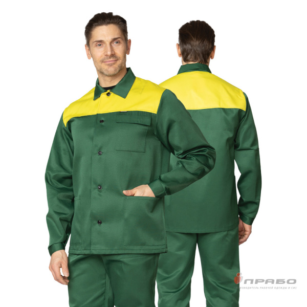 Костюм мужской «Стандарт Плюс» зелёный/жёлтый (куртка и брюки). Артикул: Кос125. #REGION_MIN_PRICE# в г. Уфа