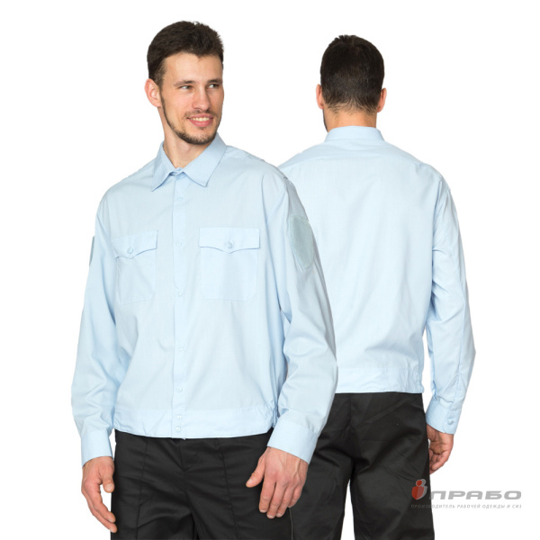 Рубашка для сотрудников с длинными рукавами серый/голубой. Артикул: РубОВД1. #REGION_MIN_PRICE# в г. Уфа