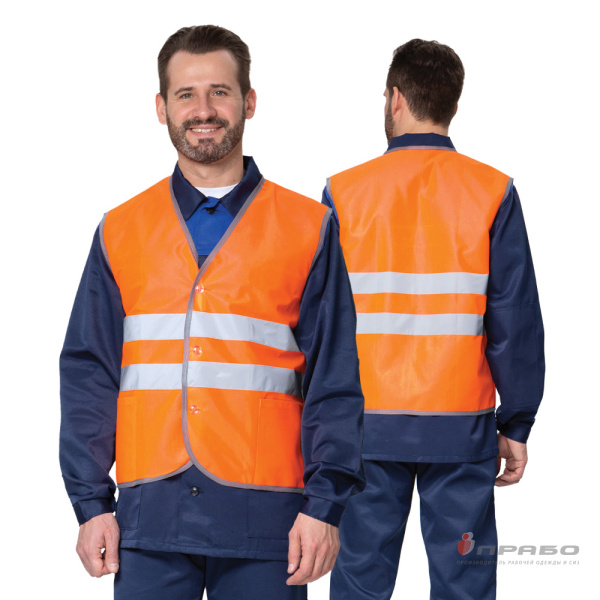 Жилет сигнальный «Спектр Лайт 1П» оранжевый на пуговицах для дорожных рабочих. Артикул: Жил106П. #REGION_MIN_PRICE# в г. Уфа