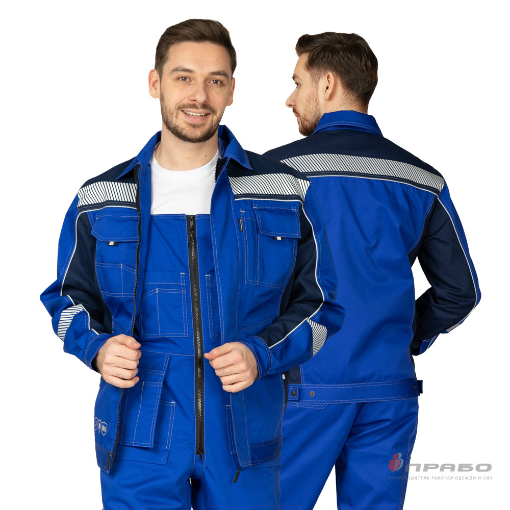 Костюм мужской «Бренд 2 Корпоратив» василёк/тёмно-синий (куртка и полукомбинезон). Артикул: 13055. Цена от 4 160,00 р. в г. Уфа