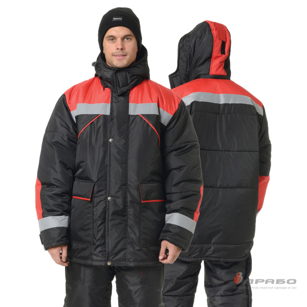 Костюм мужской утеплённый «Эверест» чёрный/красный (куртка и полукомбинезон). Артикул: Кос202. #REGION_MIN_PRICE# в г. Уфа
