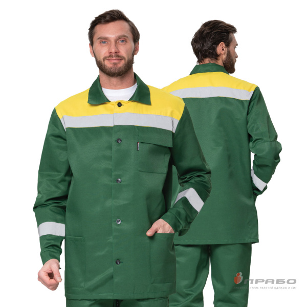 Костюм мужской летний «Стандарт 1 СОП» зелёный/жёлтый (куртка и брюки). Артикул: 9407. #REGION_MIN_PRICE# в г. Уфа