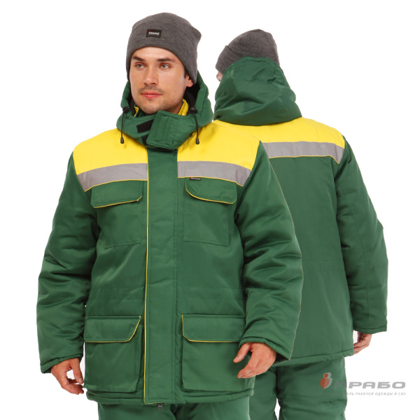 Костюм мужской утеплённый «Буря» зелёный (куртка и полукомбинезон). Артикул: Кос209. #REGION_MIN_PRICE# в г. Уфа