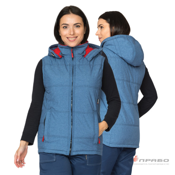 Жилет женский утеплённый «Амур» синий/красный. Артикул: Жил205. #REGION_MIN_PRICE# в г. Уфа