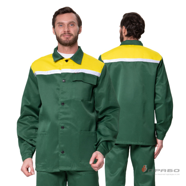 Костюм мужской «Стандарт Плюс СОП» зелёный/жёлтый (куртка и брюки). Артикул: Кос135. #REGION_MIN_PRICE# в г. Уфа