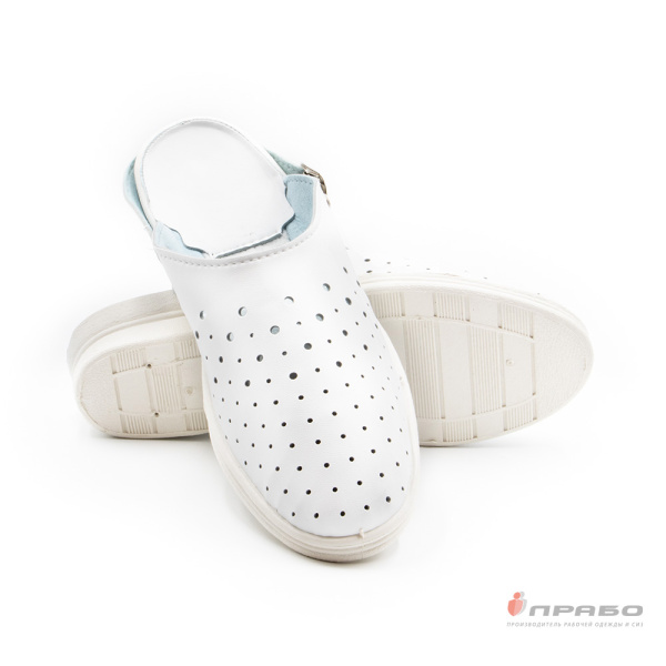 Сабо из искусственной кожи женские белые. Артикул: Кож134Б. #REGION_MIN_PRICE# в г. Уфа