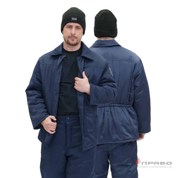 Куртка мужская утеплённая тёмно-синяя из смесовой ткани эконом. Артикул: Кур410. #REGION_MIN_PRICE# в г. Уфа
